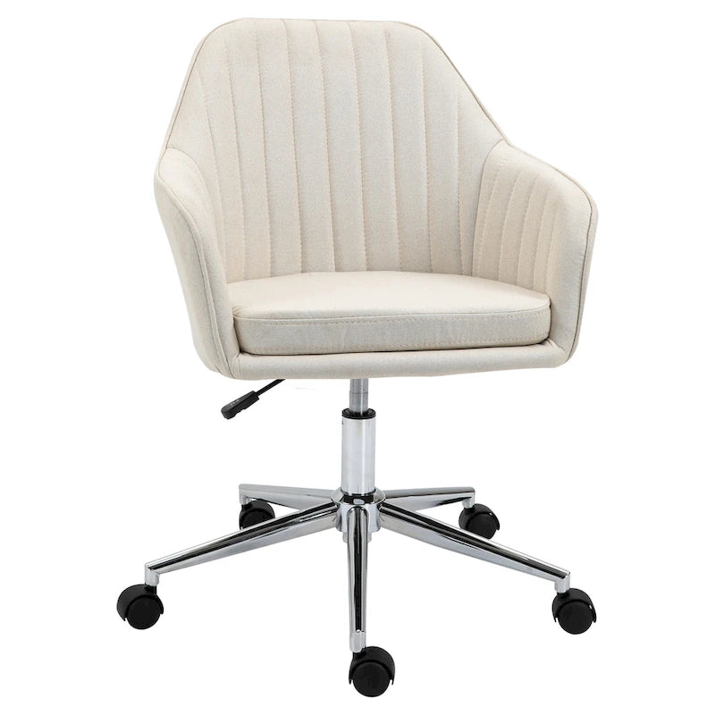 Chaise de bureau Vinsetto à dossier mi-haut : design en forme de baquet, dossier à motif ligné, roulettes pivotantes - 23,25*24*37,75