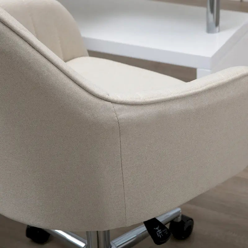 Chaise de bureau Vinsetto à dossier mi-haut : design en forme de baquet, dossier à motif ligné, roulettes pivotantes - 23,25*24*37,75