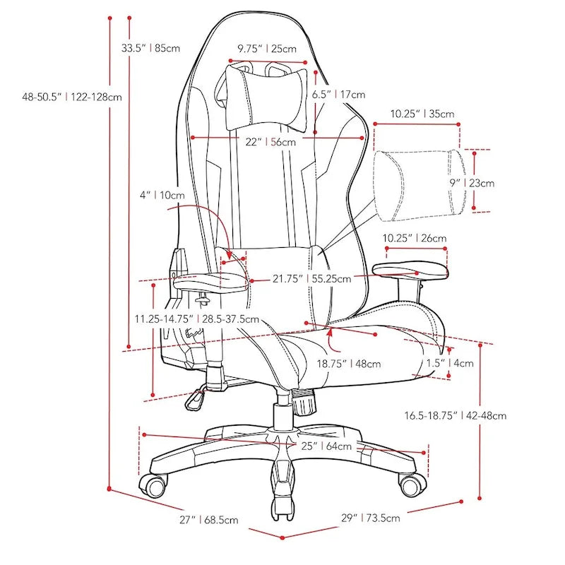 Chaise de jeu ergonomique à dossier haut Porch & Den Banton en cuir reconstitué, tissu et maille