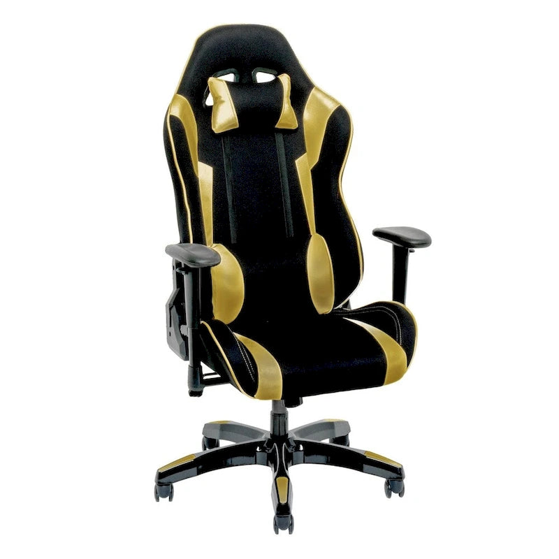 Chaise de jeu ergonomique à dossier haut Porch & Den Banton en cuir reconstitué, tissu et maille