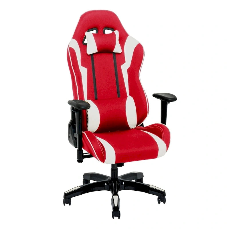 Chaise de jeu ergonomique à dossier haut Porch & Den Banton en cuir reconstitué, tissu et maille