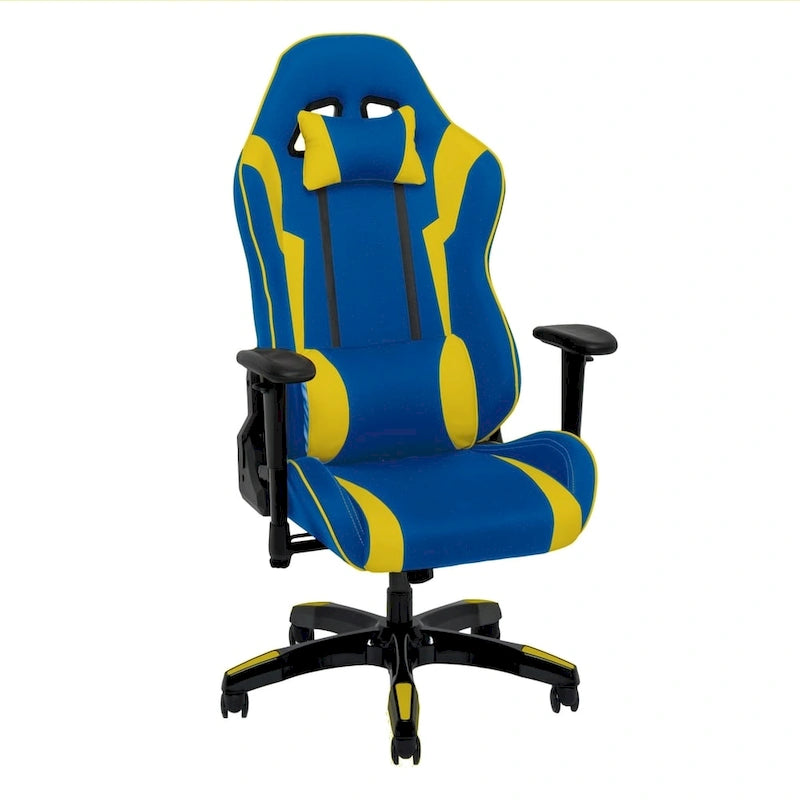 Chaise de jeu ergonomique à dossier haut Porch & Den Banton en cuir reconstitué, tissu et maille