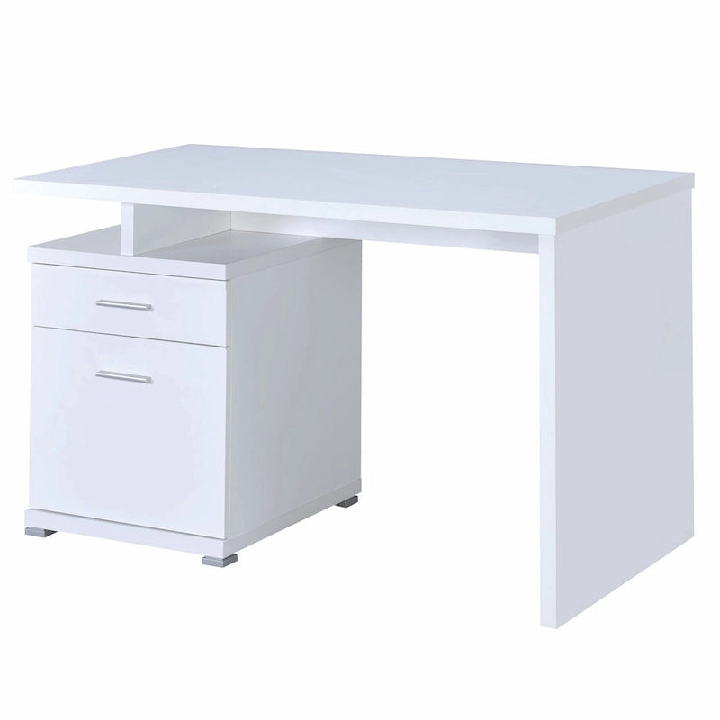 Bureau blanc de télétravail au design moderne avec tiroirs classeurs