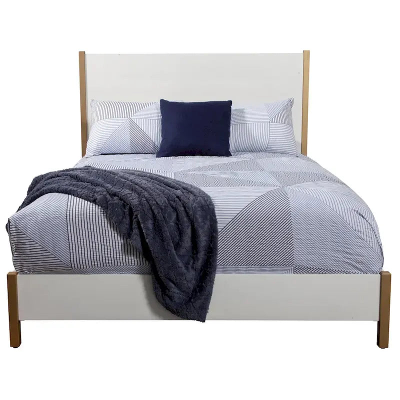 Lit Madelyn en bois avec panneau, de marque Alpine Furniture, en blanc