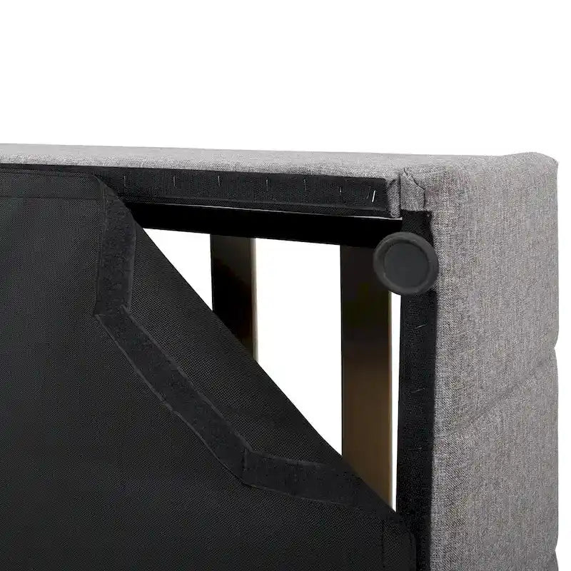 Lit plateforme rembourré avec système de rangement hydraulique -