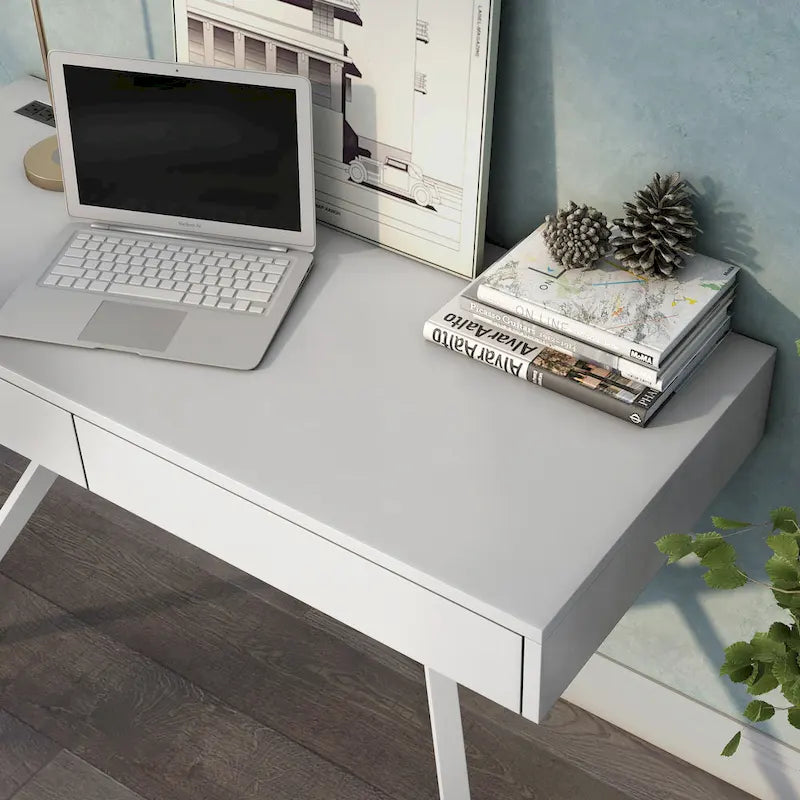 Bureau Foli Transitional de 47 po en bois avec 2 tiroirs, ports USB et prises électriques par Furniture of America