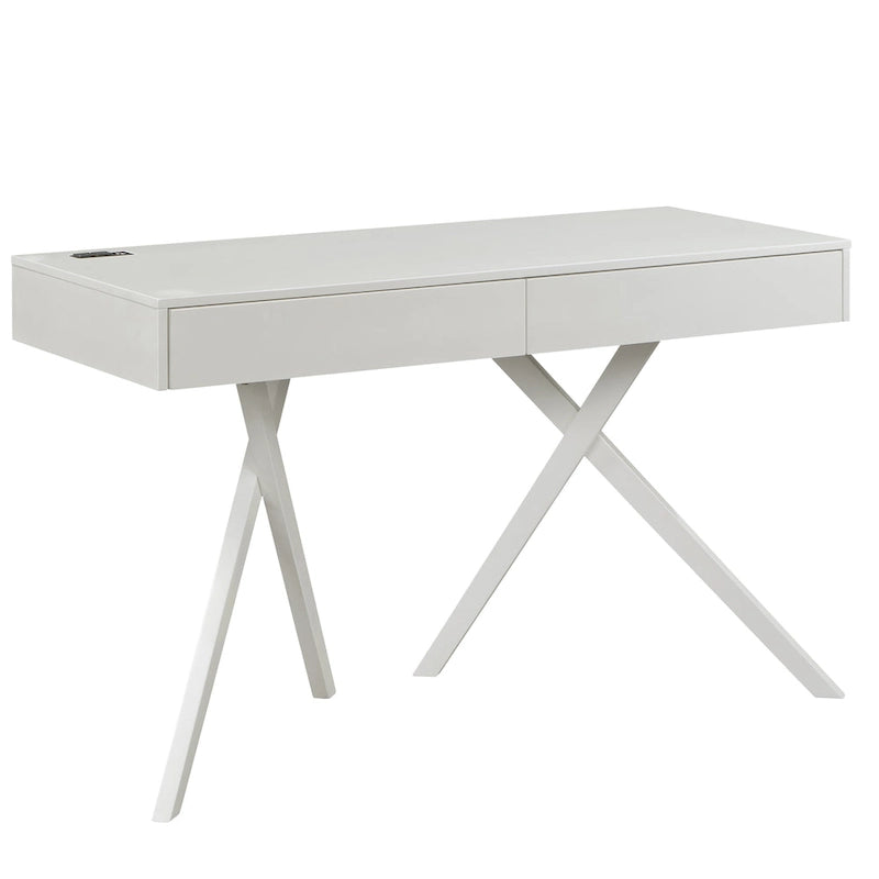 Bureau Foli Transitional de 47 po en bois avec 2 tiroirs, ports USB et prises électriques par Furniture of America