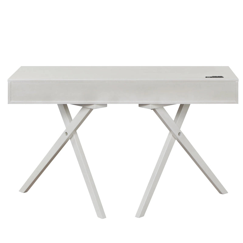 Bureau Foli Transitional de 47 po en bois avec 2 tiroirs, ports USB et prises électriques par Furniture of America