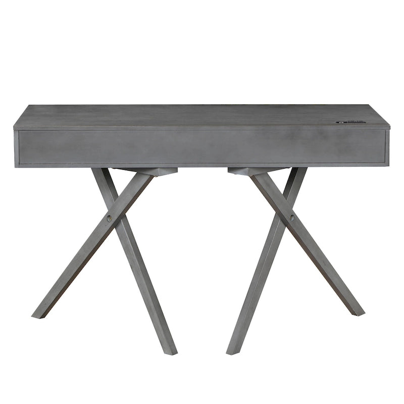 Bureau Foli Transitional de 47 po en bois avec 2 tiroirs, ports USB et prises électriques par Furniture of America