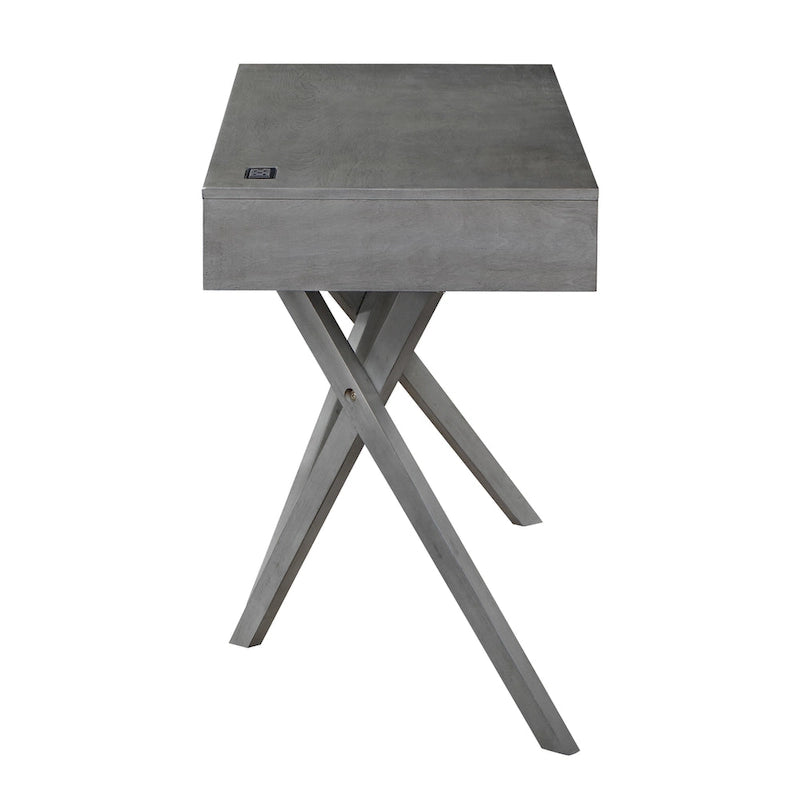 Bureau Foli Transitional de 47 po en bois avec 2 tiroirs, ports USB et prises électriques par Furniture of America