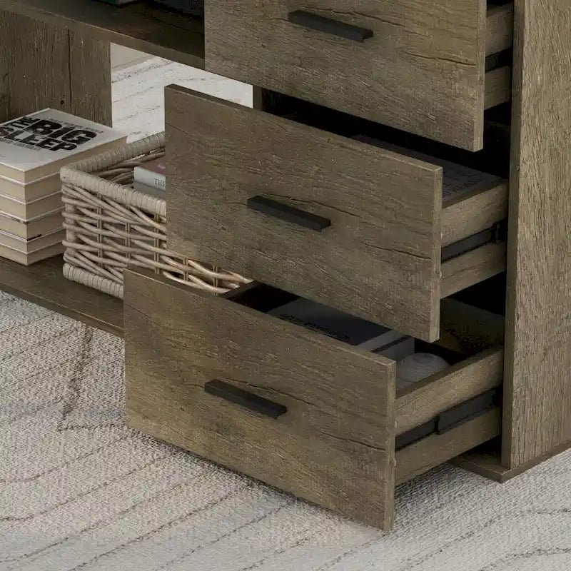Bureau d'ordinateur d'angle en L Timechee 55 pouces avec tiroirs