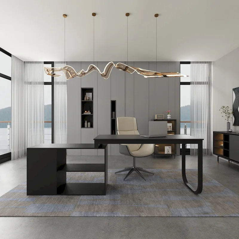 Bureau d'ordinateur d'angle en L Timechee 55 pouces avec tiroirs
