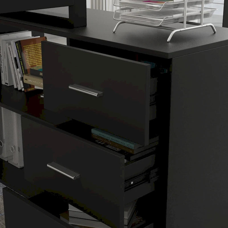 Bureau d'ordinateur d'angle en L Timechee 55 pouces avec tiroirs