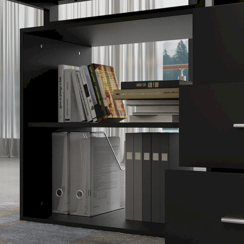 Bureau d'ordinateur d'angle en L Timechee 55 pouces avec tiroirs