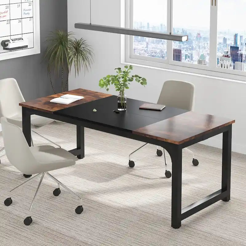 Table de conférence 70,86 pouces, table de réunion avec cadre métallique stable - 70,86L x 31L x 29H