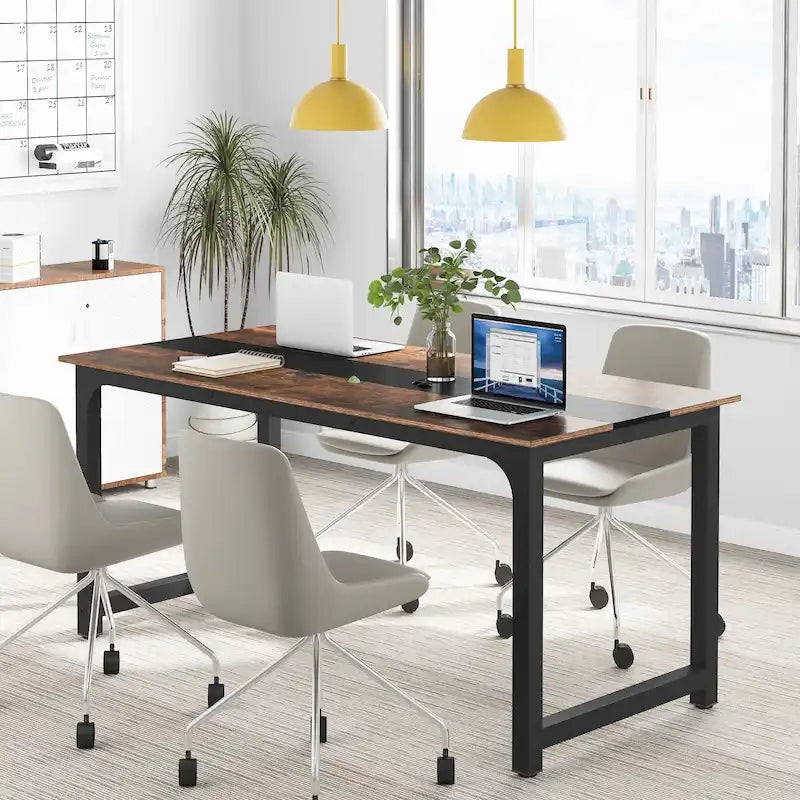 Table de conférence 70,86 pouces, table de réunion avec cadre métallique stable - 70,86L x 31L x 29H