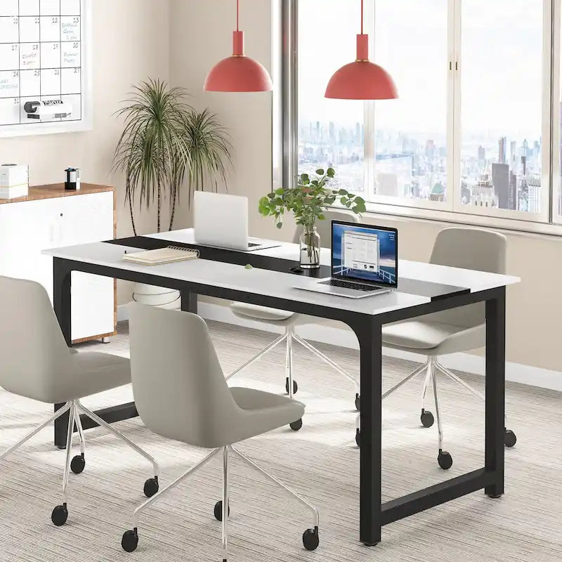 Table de conférence 70,86 pouces, table de réunion avec cadre métallique stable - 70,86L x 31L x 29H