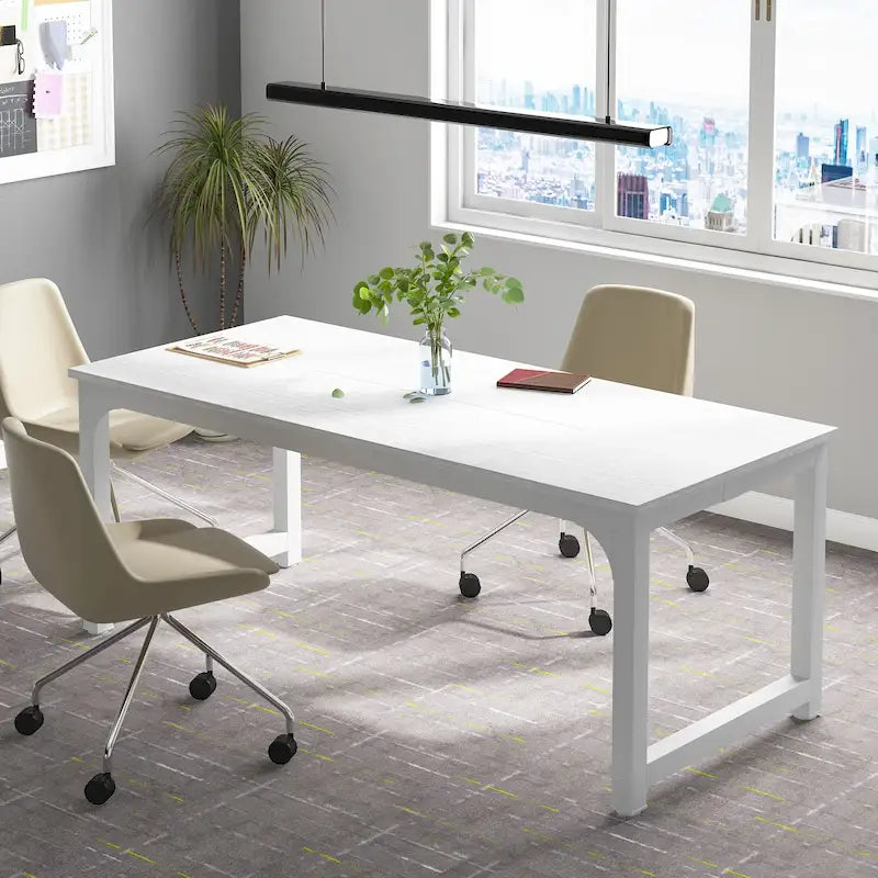 Table de conférence 70,86 pouces, table de réunion avec cadre métallique stable - 70,86L x 31L x 29H