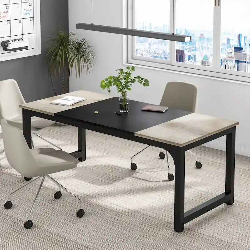 Table de conférence 70,86 pouces, table de réunion avec cadre métallique stable - 70,86L x 31L x 29H