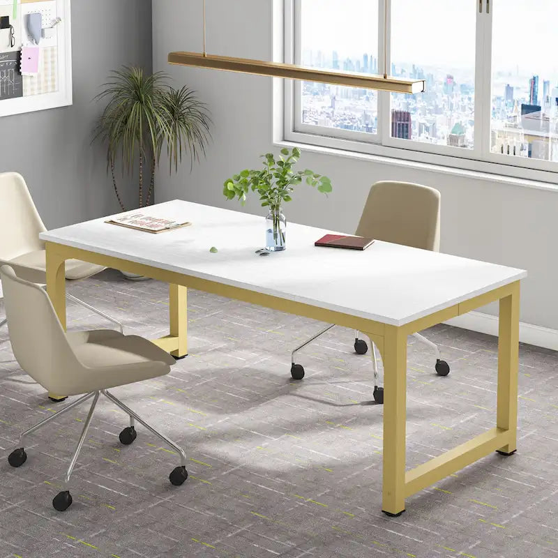 Table de conférence 70,86 pouces, table de réunion avec cadre métallique stable - 70,86L x 31L x 29H