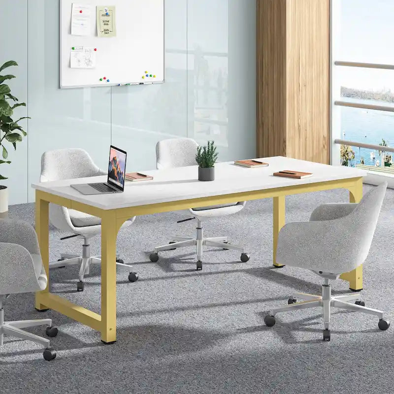 Table de conférence 70,86 pouces, table de réunion avec cadre métallique stable - 70,86L x 31L x 29H