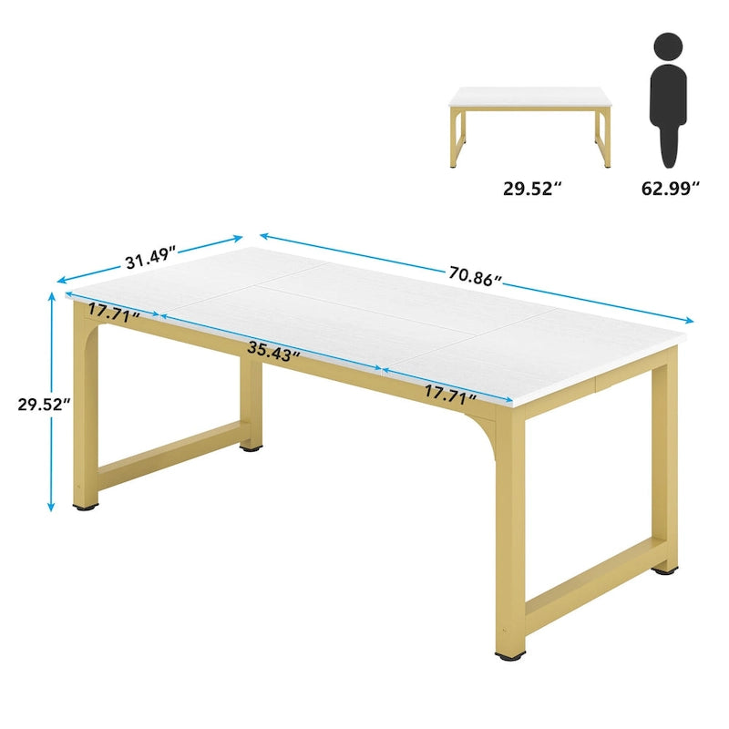 Table de conférence 70,86 pouces, table de réunion avec cadre métallique stable - 70,86L x 31L x 29H