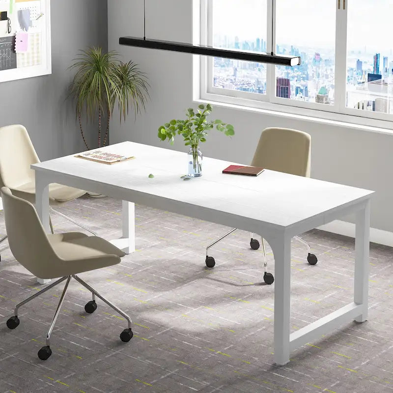 Table de conférence 70,86 pouces, table de réunion avec cadre métallique stable - 70,86L x 31L x 29H