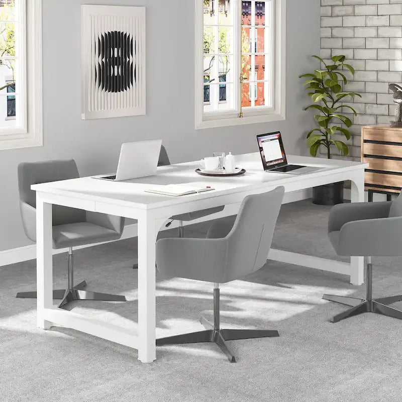 Table de conférence 70,86 pouces, table de réunion avec cadre métallique stable - 70,86L x 31L x 29H