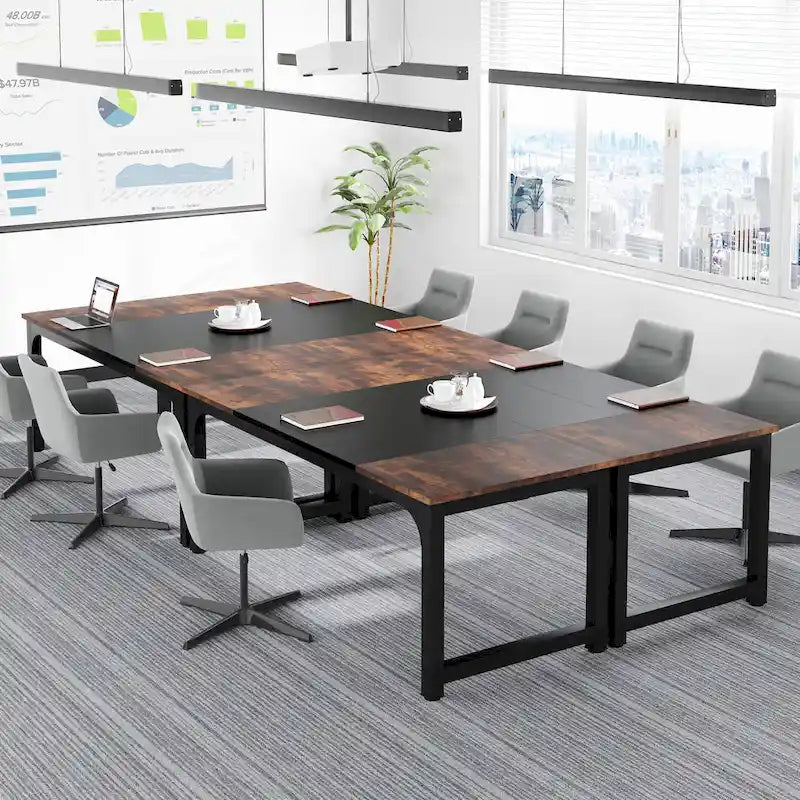 Table de conférence 70,86 pouces, table de réunion avec cadre métallique stable - 70,86L x 31L x 29H