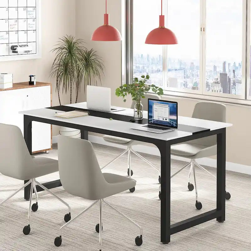 Table de conférence 70,86 pouces, table de réunion avec cadre métallique stable - 70,86L x 31L x 29H