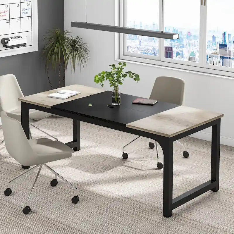 Table de conférence 70,86 pouces, table de réunion avec cadre métallique stable - 70,86L x 31L x 29H