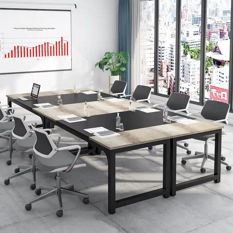 Table de conférence 70,86 pouces, table de réunion avec cadre métallique stable - 70,86L x 31L x 29H