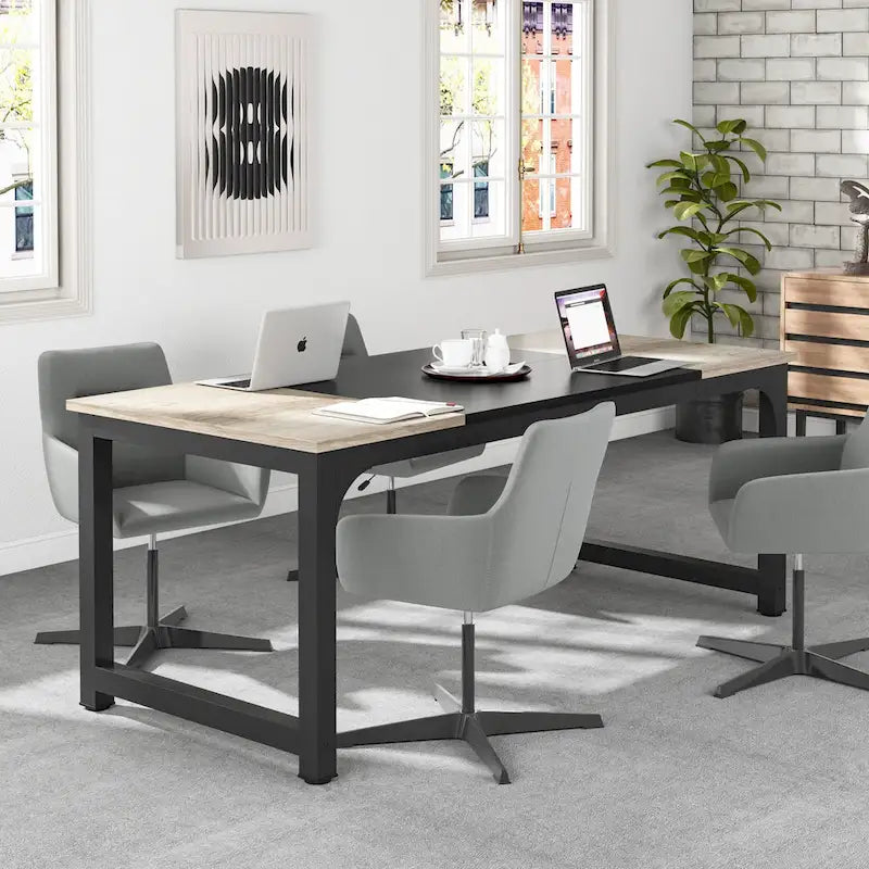 Table de conférence 70,86 pouces, table de réunion avec cadre métallique stable - 70,86L x 31L x 29H