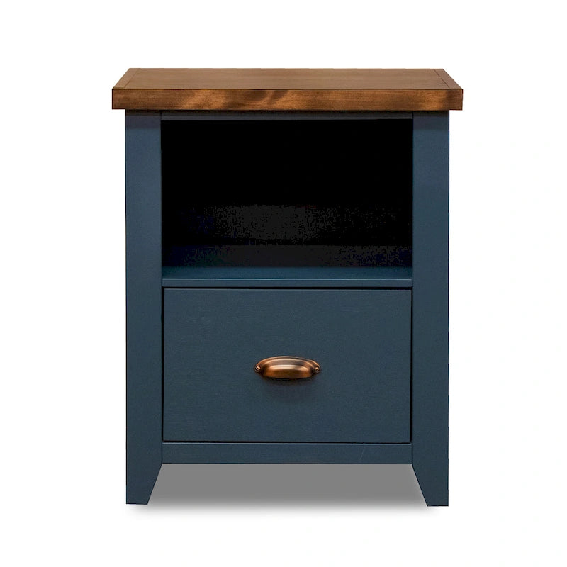 Classeur Bridgevine Home Nantucket 22 pouces à 1 tiroir, aucun assemblage requis, denim bleu et whiskey