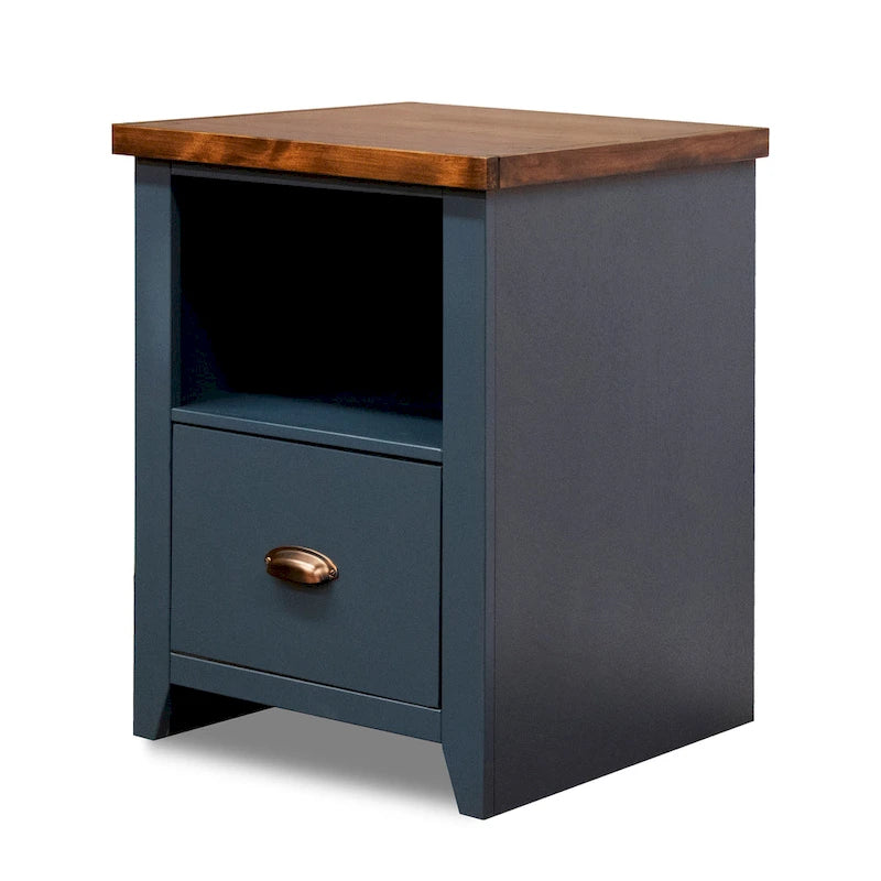 Classeur Bridgevine Home Nantucket 22 pouces à 1 tiroir, aucun assemblage requis, denim bleu et whiskey
