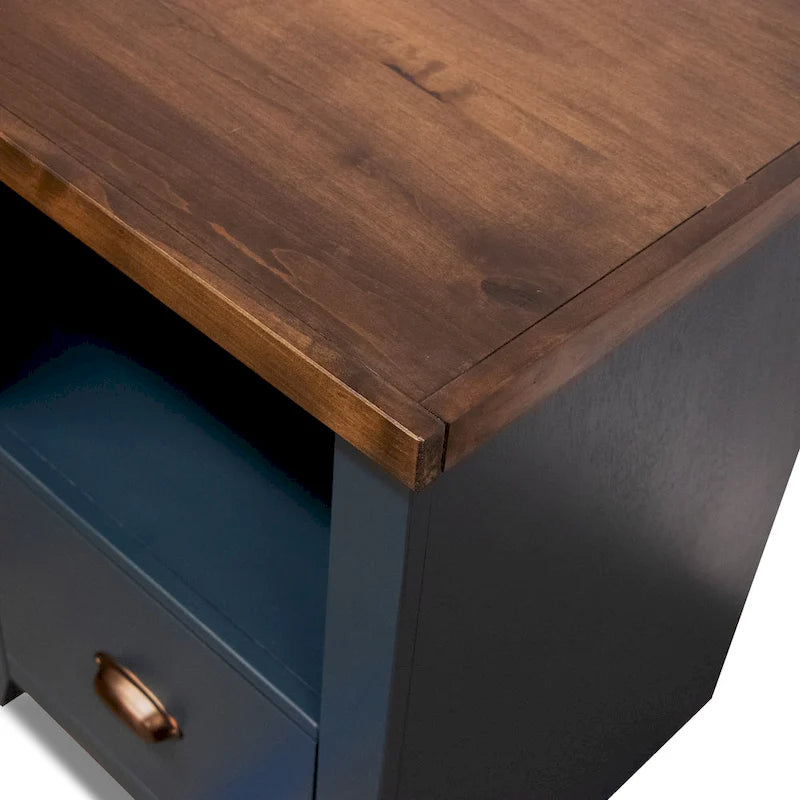 Classeur Bridgevine Home Nantucket 22 pouces à 1 tiroir, aucun assemblage requis, denim bleu et whiskey