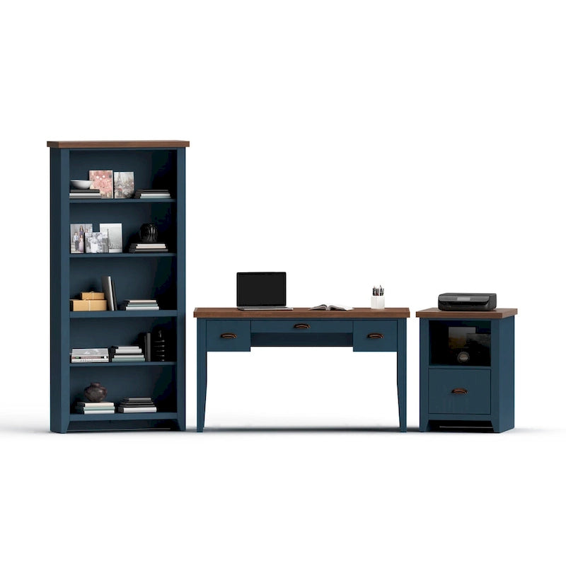 Classeur Bridgevine Home Nantucket 22 pouces à 1 tiroir, aucun assemblage requis, denim bleu et whiskey