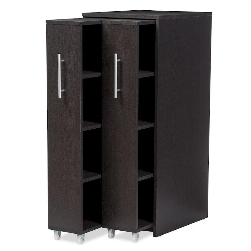 Baxton Studio Lindo – Bibliothèque en bois brun foncé avec deux portes et étagères de rangement