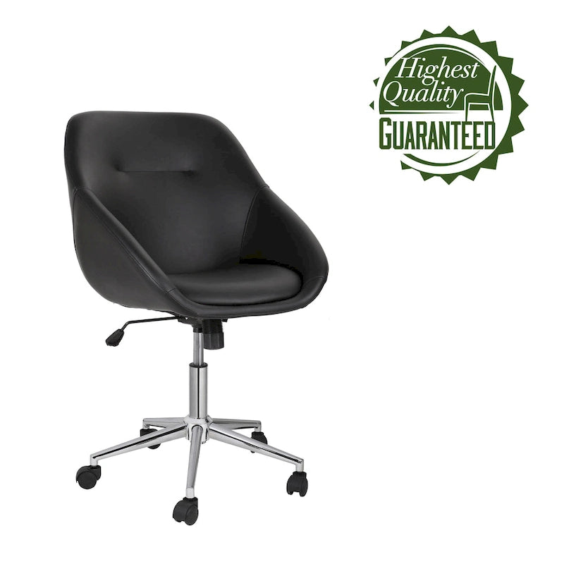 Chaise de bureau pivotante Porthos Home Hayes, piètement chromé, cuir PU