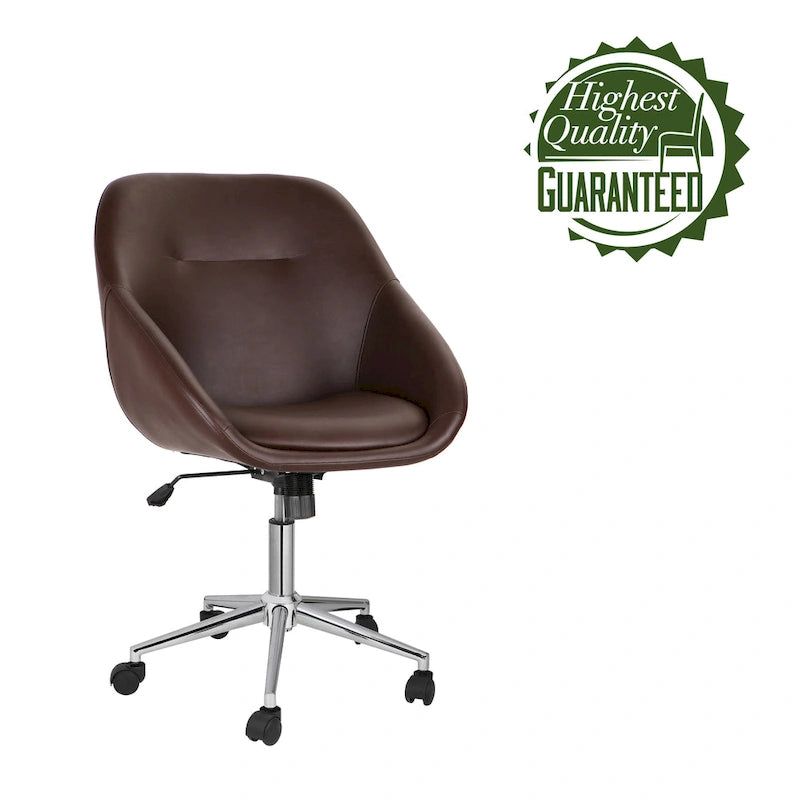 Chaise de bureau pivotante Porthos Home Hayes, piètement chromé, cuir PU