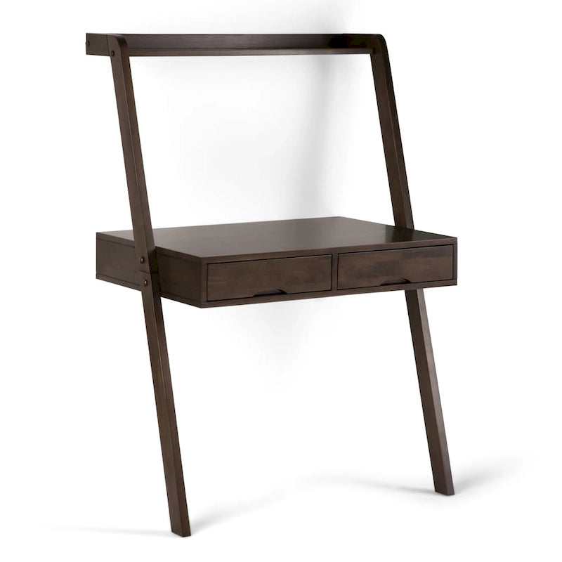 WYNDENHALL Darren Bureau mural contemporain en bois massif de 91 cm de large, couleur noyer chaud