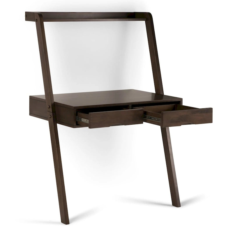 WYNDENHALL Darren Bureau mural contemporain en bois massif de 91 cm de large, couleur noyer chaud
