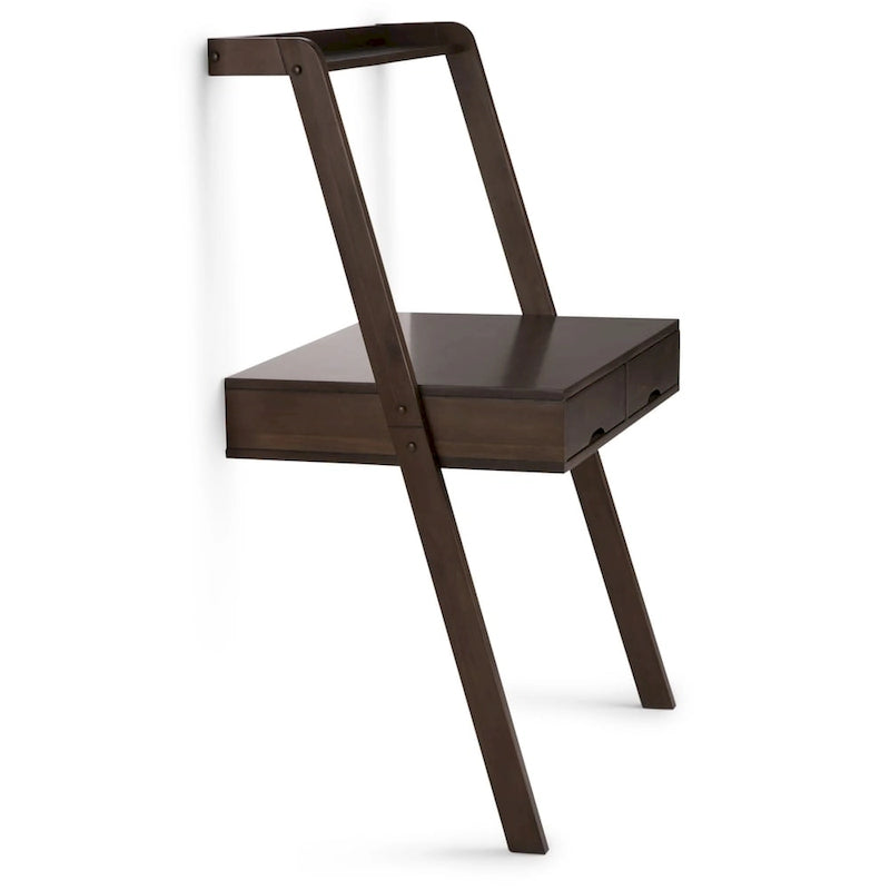 WYNDENHALL Darren Bureau mural contemporain en bois massif de 91 cm de large, couleur noyer chaud