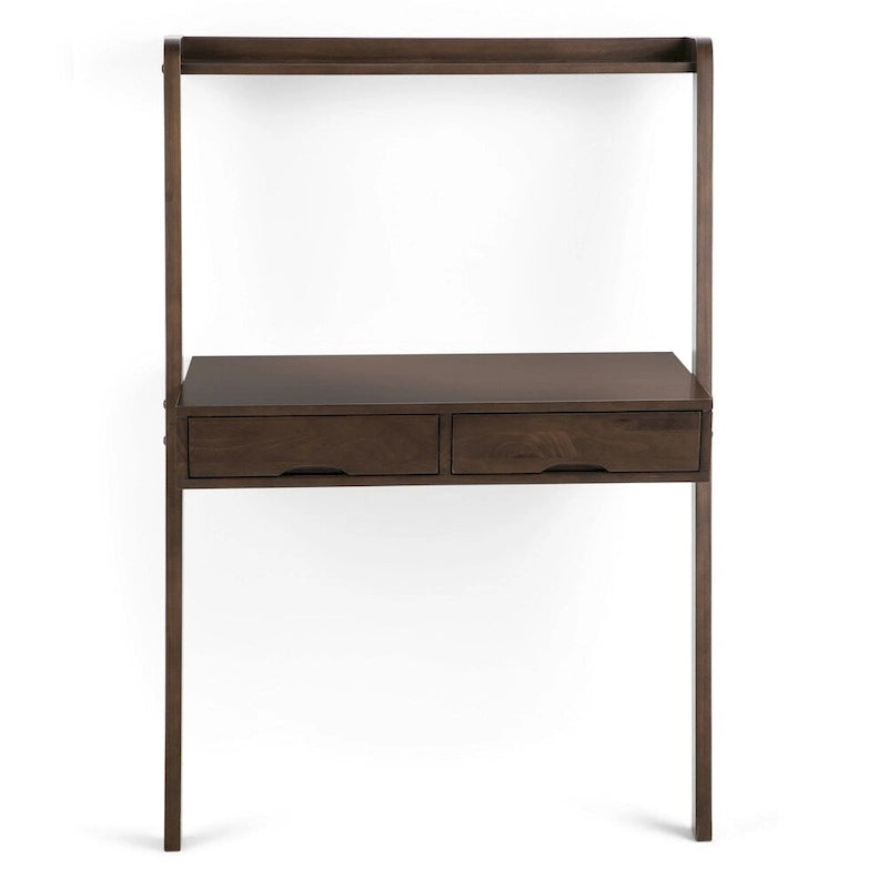 WYNDENHALL Darren Bureau mural contemporain en bois massif de 91 cm de large, couleur noyer chaud