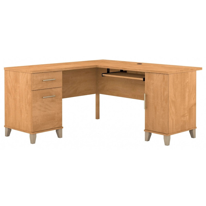 Bureau d'angle en L 60W Bush Furniture Somerset avec tiroirs et rangements