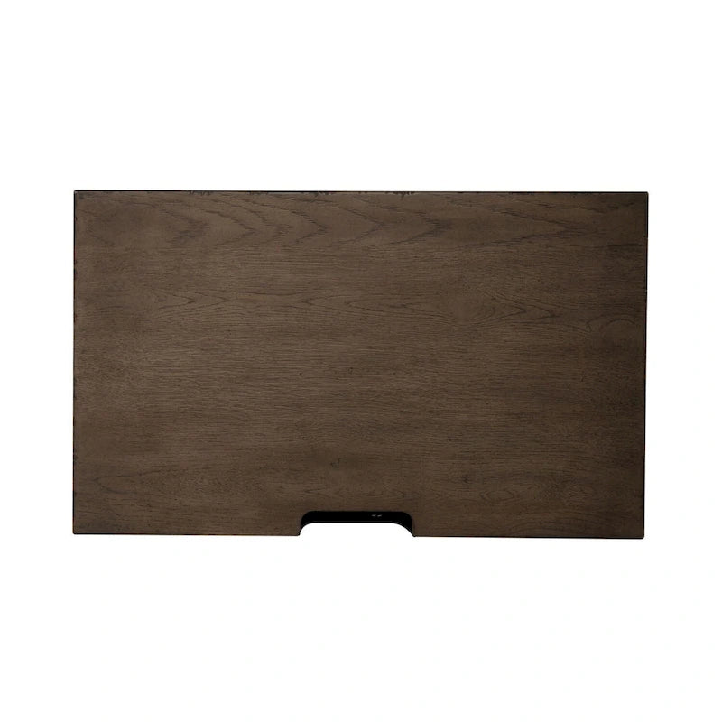 Table de chevet rustique Americana Farmhouse avec 2 tiroirs et station de charge, couleur taupe poudré
