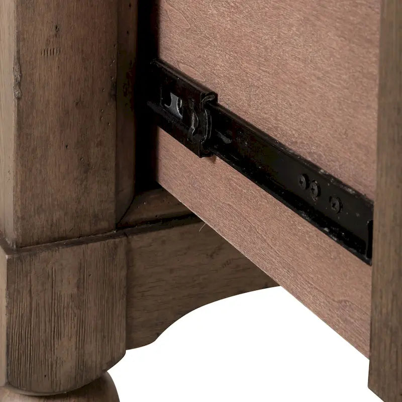 Table de chevet rustique Americana Farmhouse avec 2 tiroirs et station de charge, couleur taupe poudré