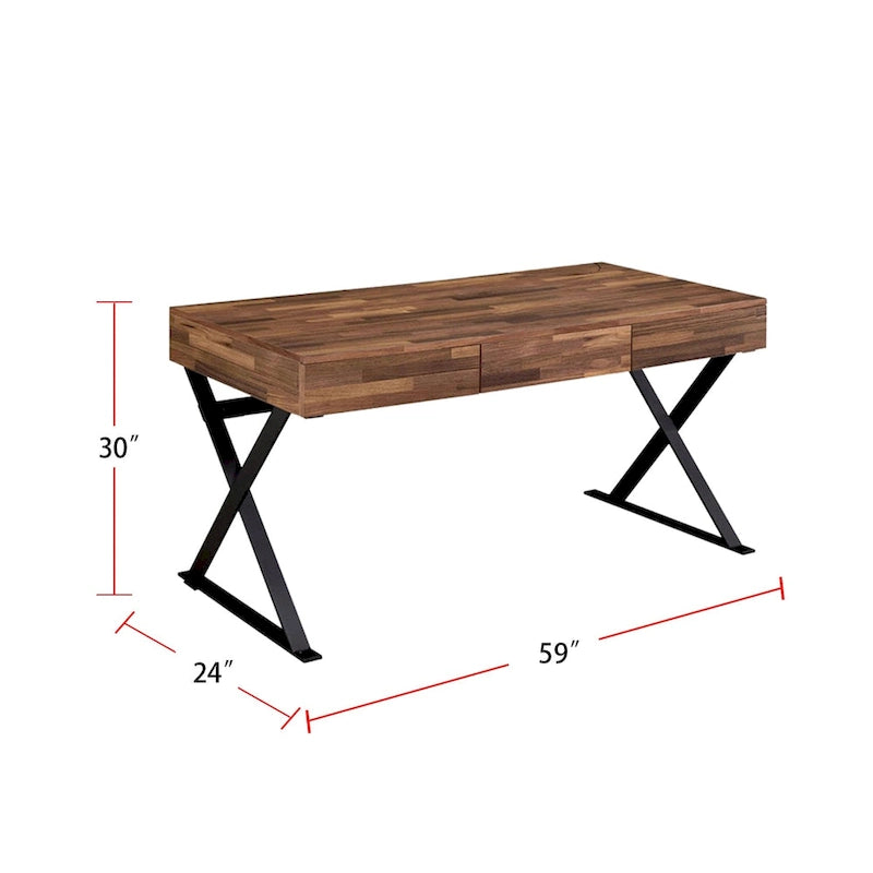 Bureau en bois avec 3 tiroirs noir