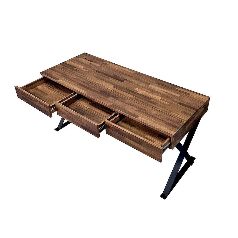 Bureau en bois avec 3 tiroirs noir