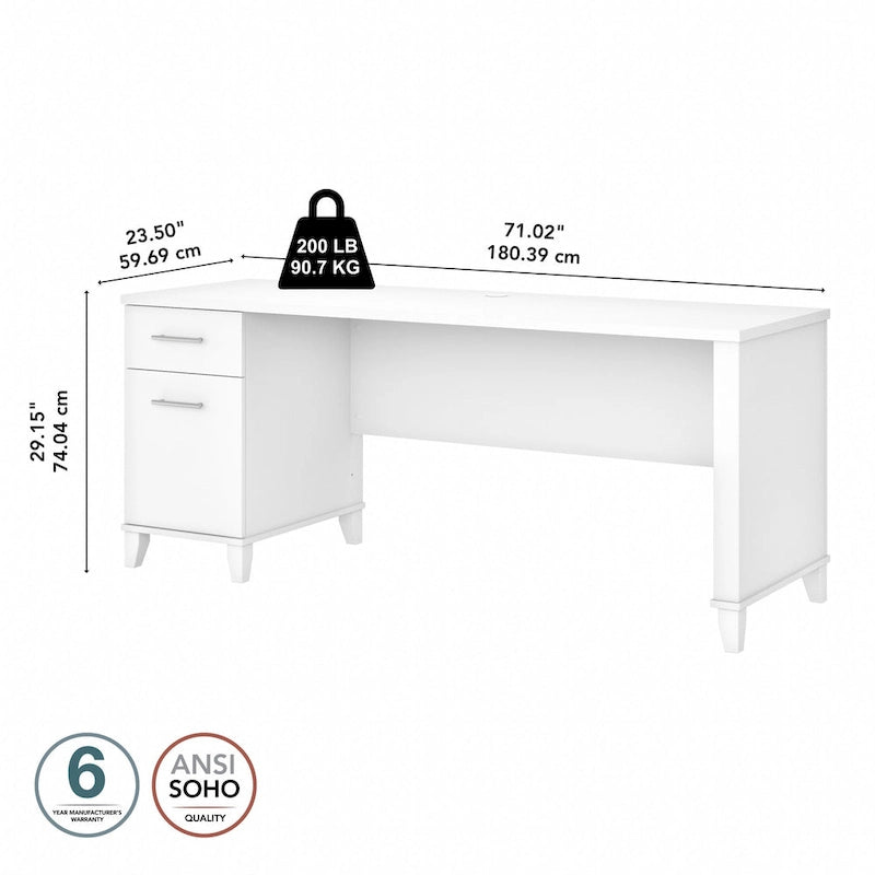 Bureau de direction 72 po Bush Furniture Somerset avec tiroirs de rangement